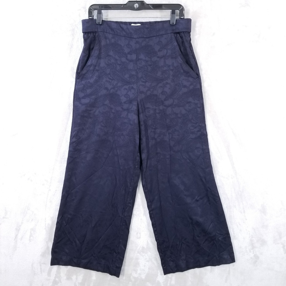 Aritzia Wilfred Pants Women L Cropped Wide Leg High Rise Tone on‎ Tone Paisley
